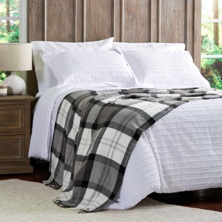 Hastings Home Soft Throw Blanket, Oversized, Fluffy, Vintage-Look an Cashmere-Like Woven Acrylic (Phantom Plaid) 952210NTM